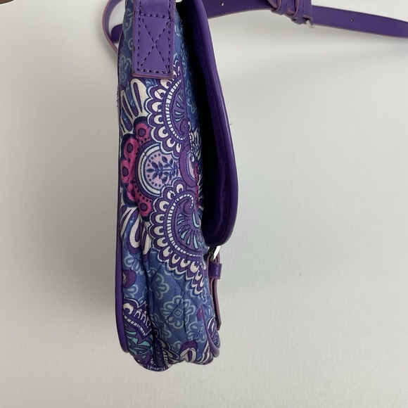 Vera‎ Bradley Crossbody Saddle Bag Purple Floral Medallion Boho Festival Y2K - Picture 7 of 8